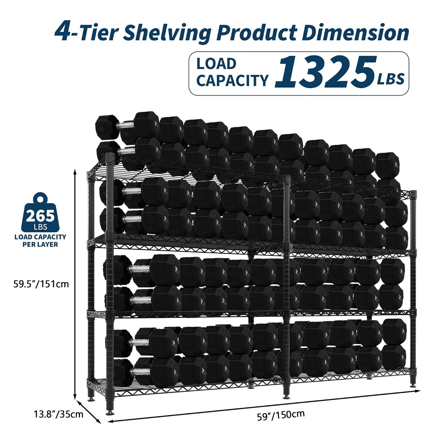 TWISTER.CK Heavy Duty 4 Tier Adjustable Metal Shelving