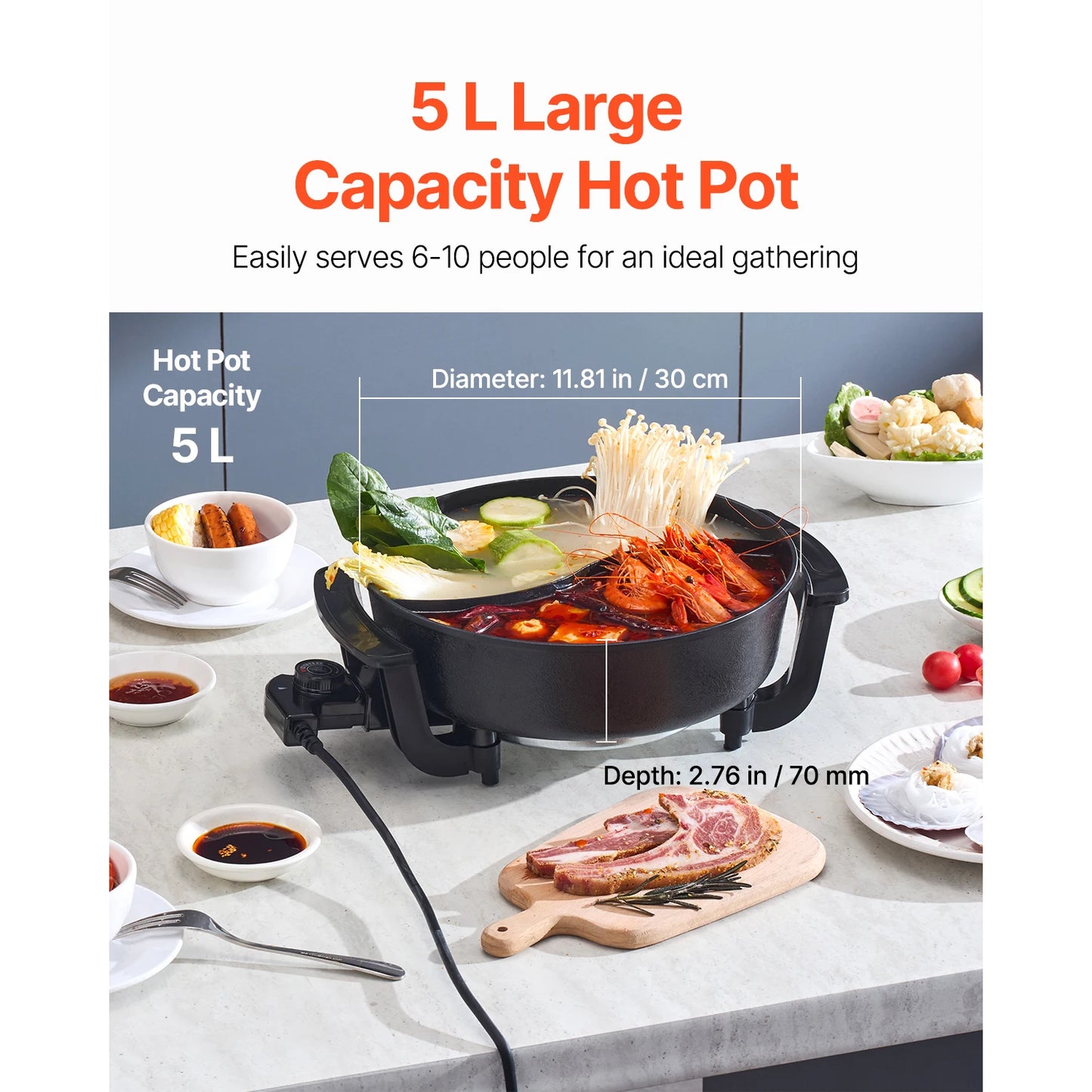 SucceBuy Dual Flavor Electric Hot Pot With Divider