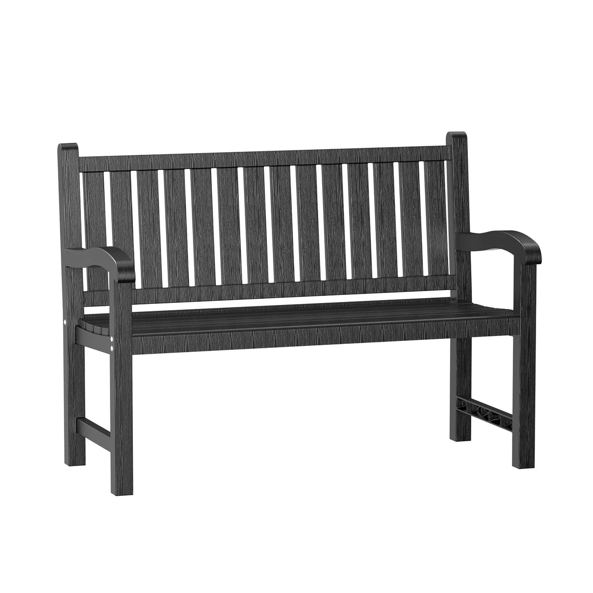 Weather Resistant Outdoor Plastic Patio Bench With Armrests