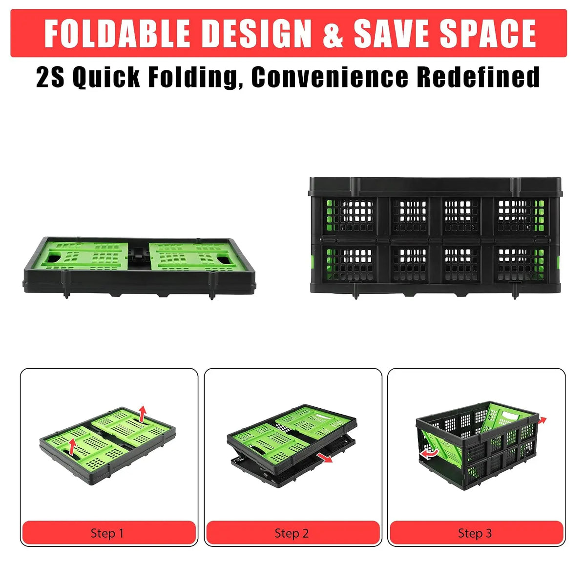 Foldable Heavy Duty Plastic Storage Crate