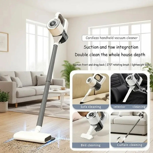 Multi-Function High-Power Cordless Handheld Vacuum Cleaner With Mop Function,3*2000mAH,Up To 15Kpa,3-In-1 Automatic Spiral Deep
