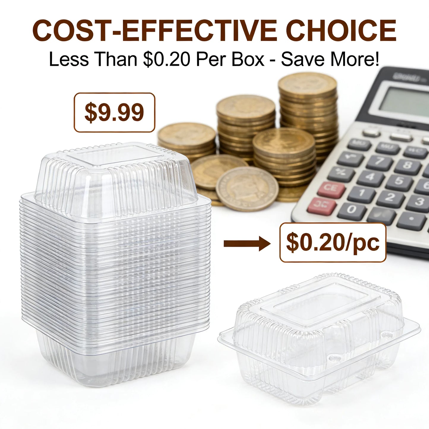 Disposable Pet Clamshell Food Containers For Takeout