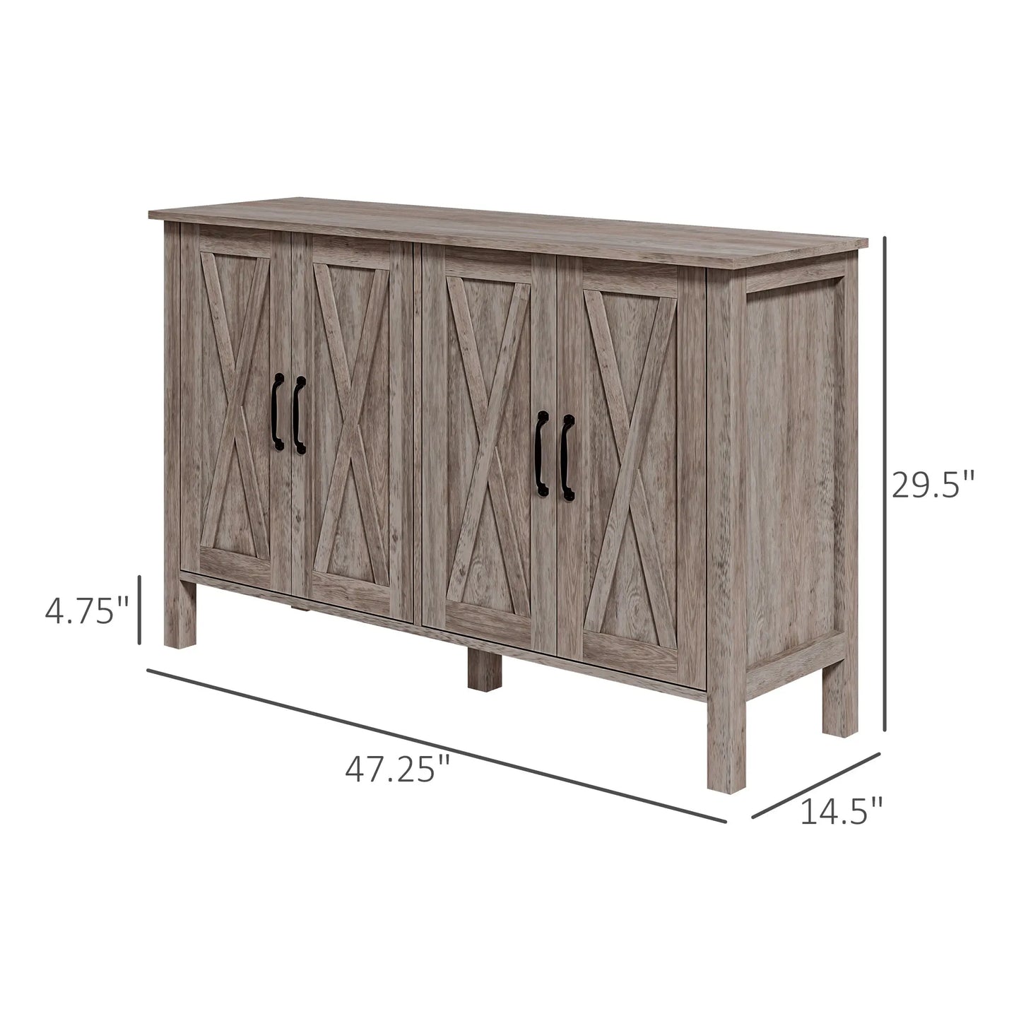 Farmhouse Wood Sideboard Cabinet With Barn Doors