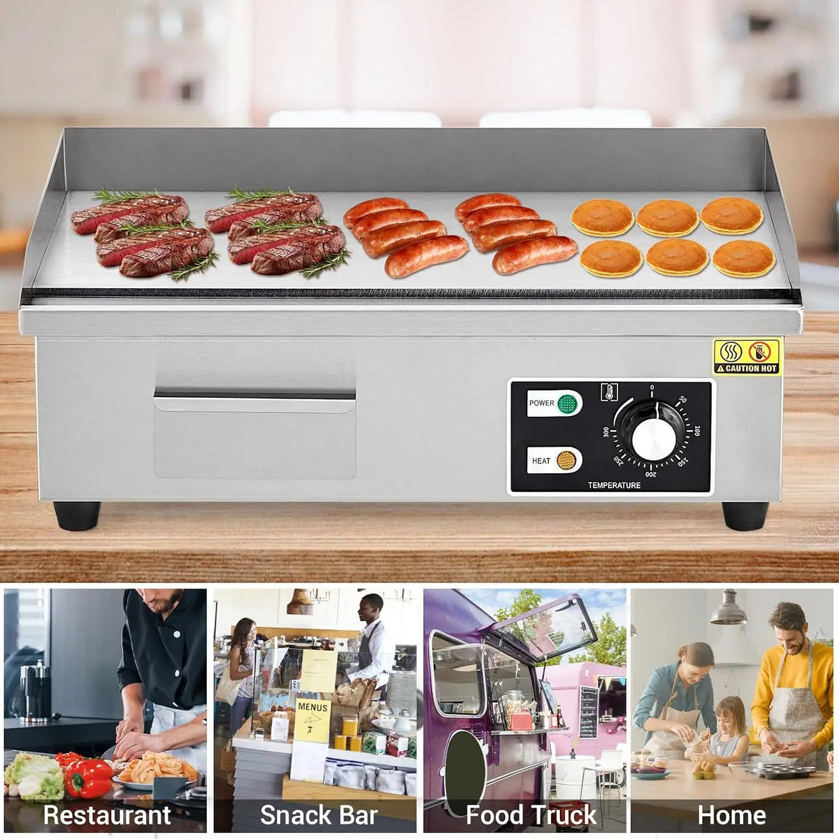 Tacleekii Commercial Stainless Steel Electric Griddle