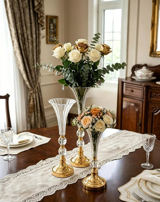 VINCIGANT Acrylic Trumpet Vases Set Of 3