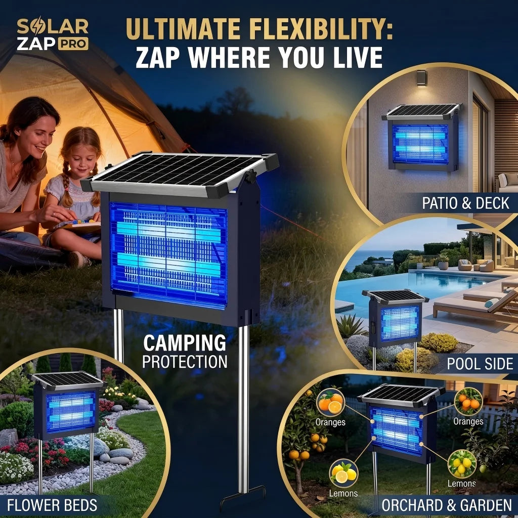 Solar Mosquito Zapper Cordless Outdoor Waterproof