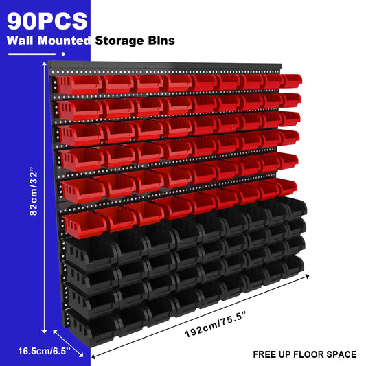 Wall Mounted Parts Bin Storage Organizer Rack