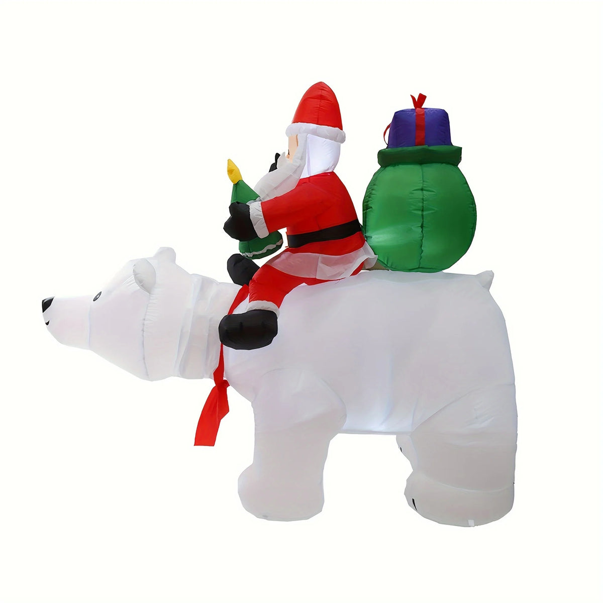 Santa Riding Polar Bear LED Christmas Inflatable