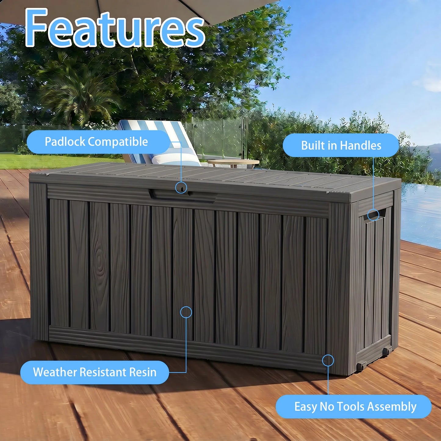 Outdoor Waterproof Storage Box With Wheels Lockable Lid