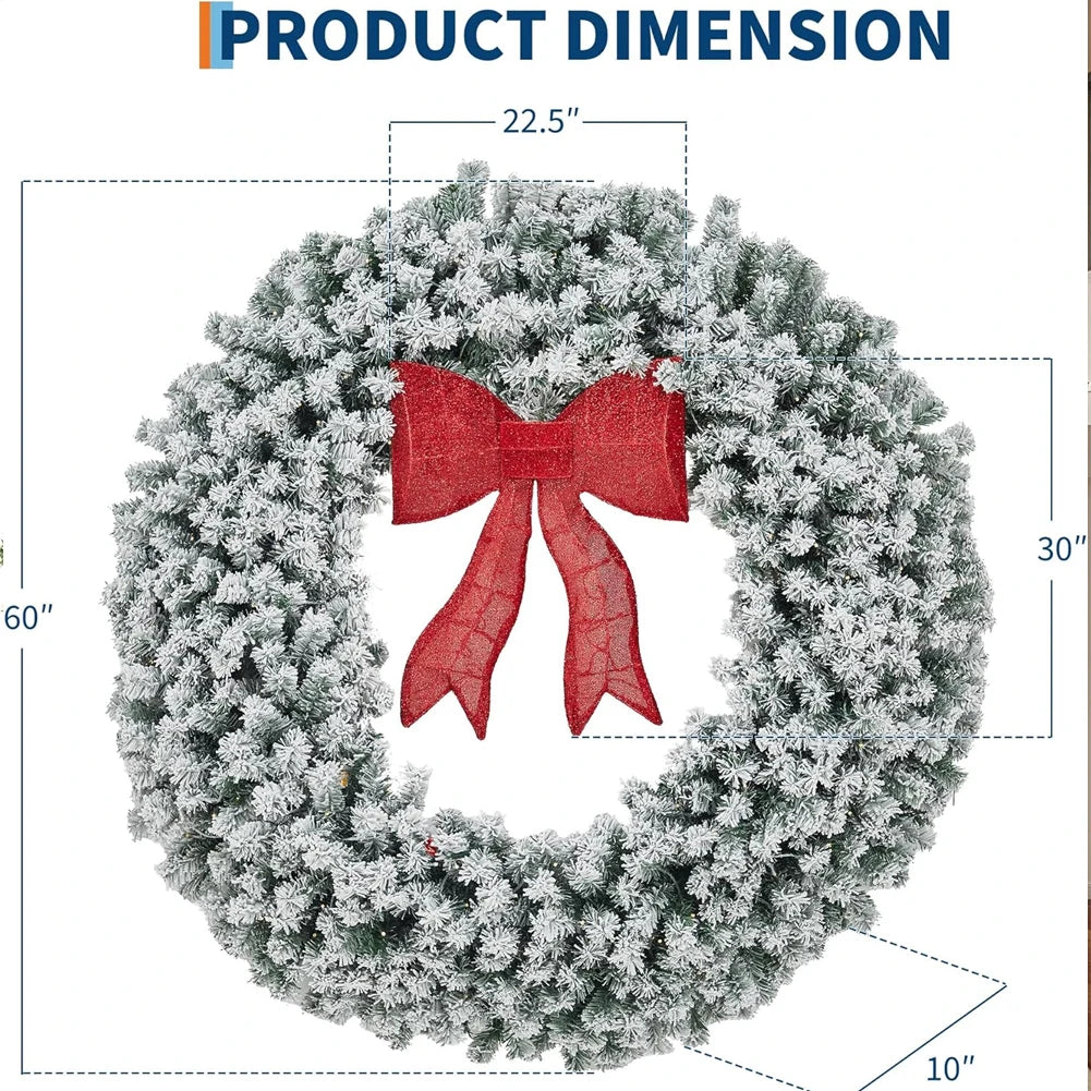 HiMISS Prelit Christmas Wreath With Lighted Bow