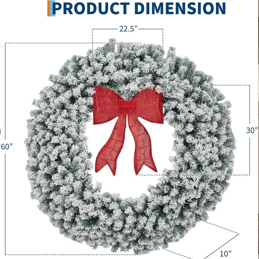 HiMISS Prelit Christmas Wreath With Lighted Bow