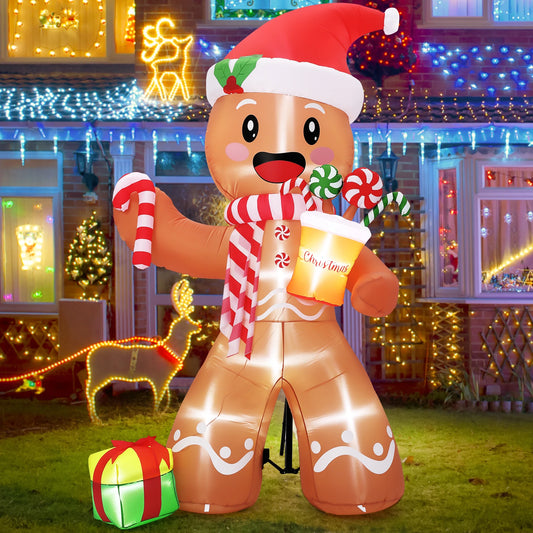HiMISS Lighted Gingerbread Man Christmas Inflatable