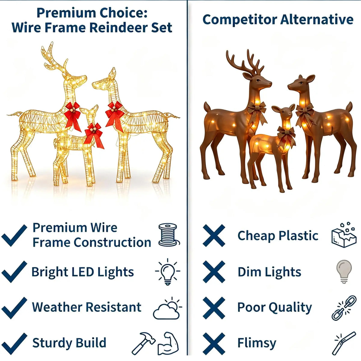 HiMISS Lighted Christmas Reindeer Family Yard Decor