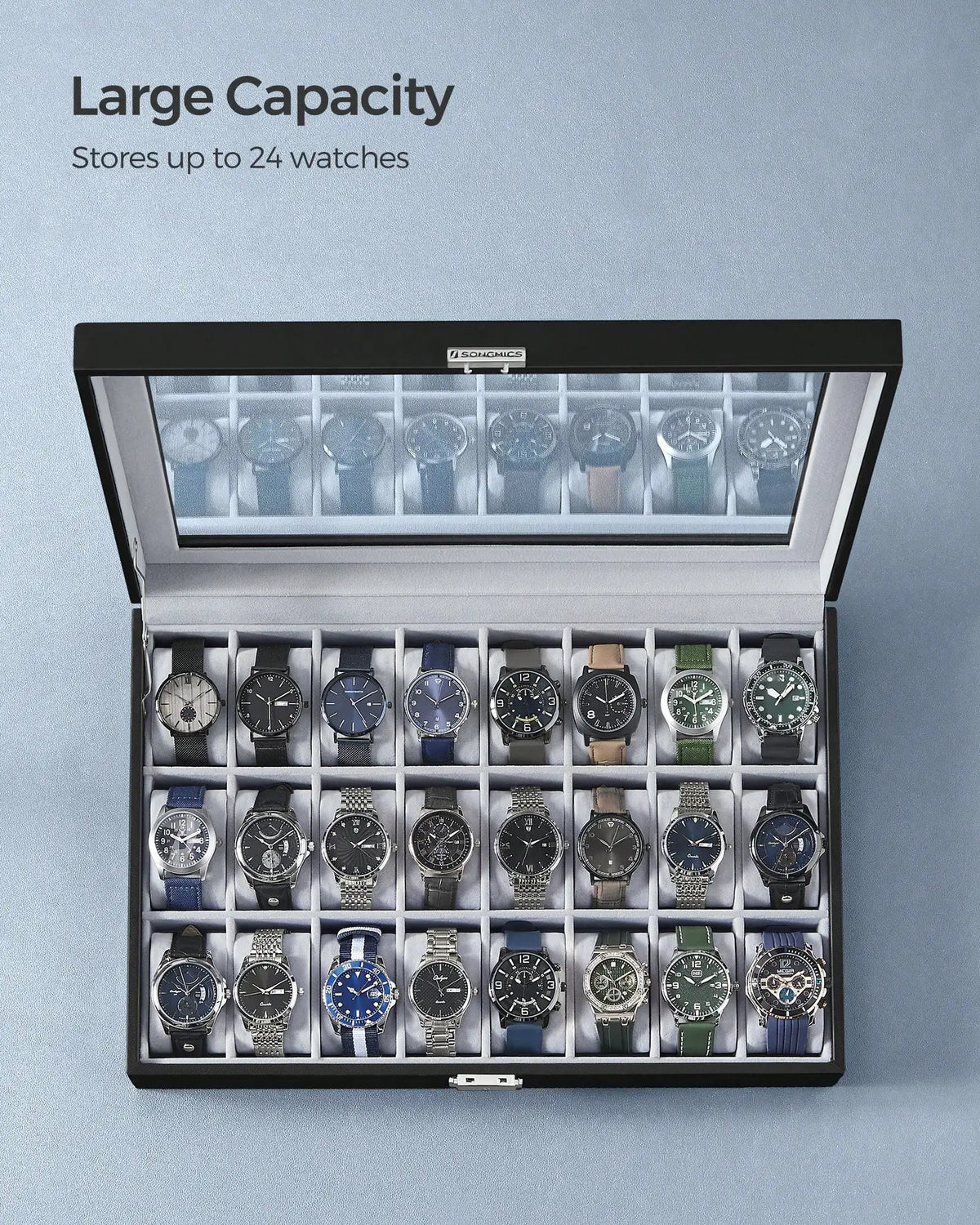 Lockable 24 Slot Watch Display Storage Box