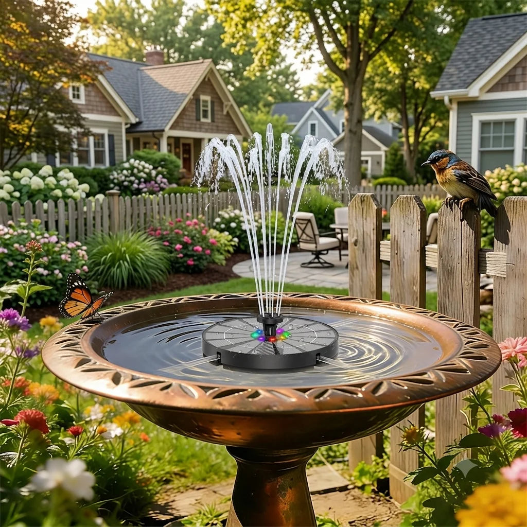 3.5W Solar Powered Water Fountain With LED Lights