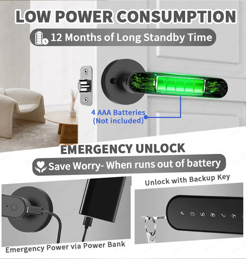 DSKDFTY Keyless Fingerprint Door Lock With Biometric Access